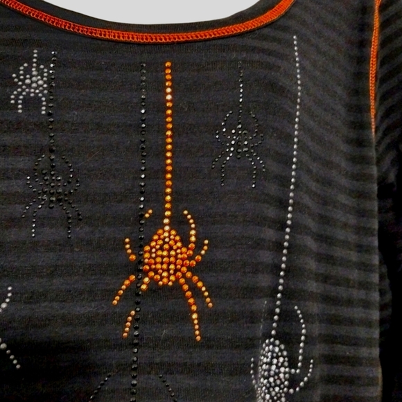 Halloween Spooky Spider Three Quarter Sleeve Top Sz L - Picture 3 of 4
